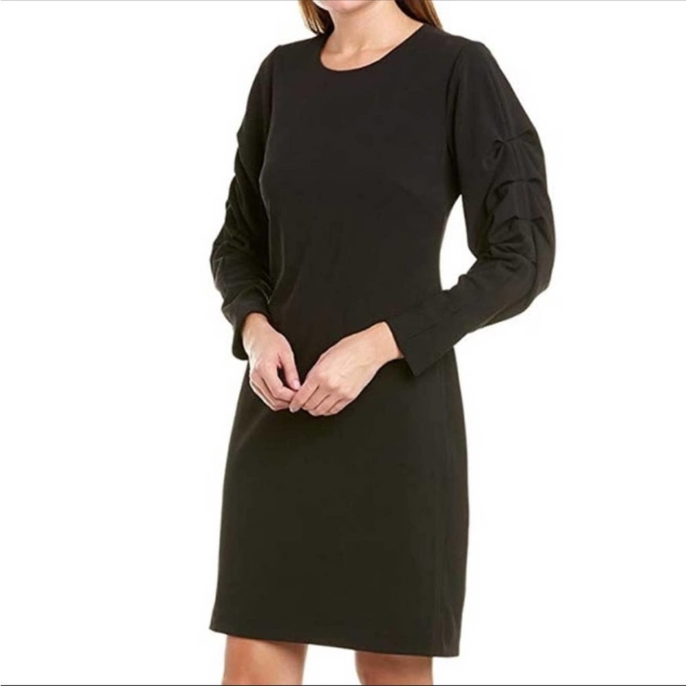 Vince Camuto Crepe Bubble Sleeve Cocktail Dress Estate Jewel Rich Black S. NWT